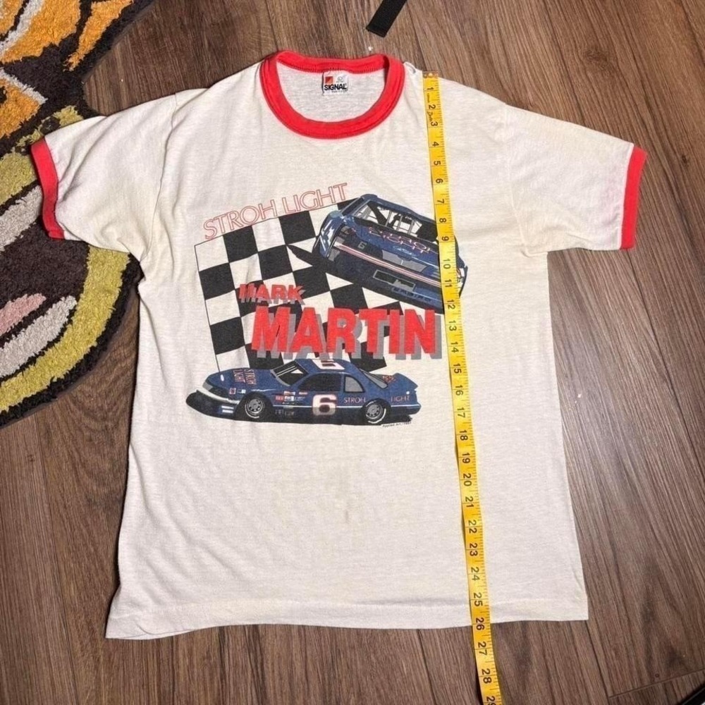 1988 Mark Martin Stroh Light Racing white&red T-shirt Size L fits like M (0141)